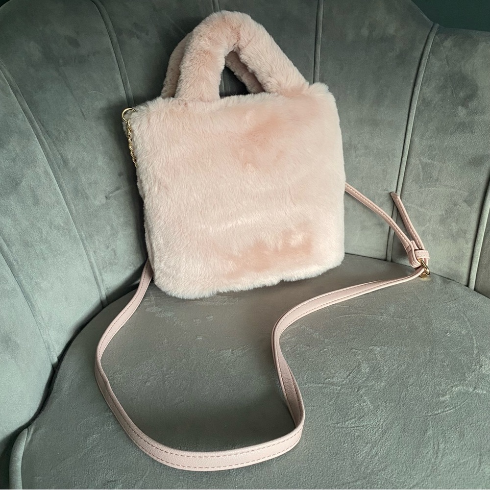 NWT Juicy Couture pink blush fuzzy mini tote crossbody purse - Picture 3 of 4